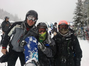 Rod Bishop with snowboarders